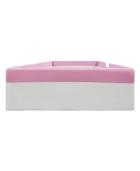 Streamdale Furniture Twin Size Upholstered Daybed Frame with Fence and Stairs, (Pink+White