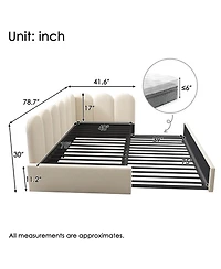 Streamdale Furniture Upholstered Daybed with Pull-Out Bed, Twin(No Mattress)