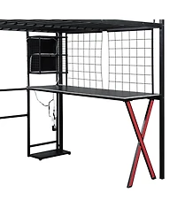 Streamdale Furniture Metal Loft Bed with Work Station, Wardrobe & Storage