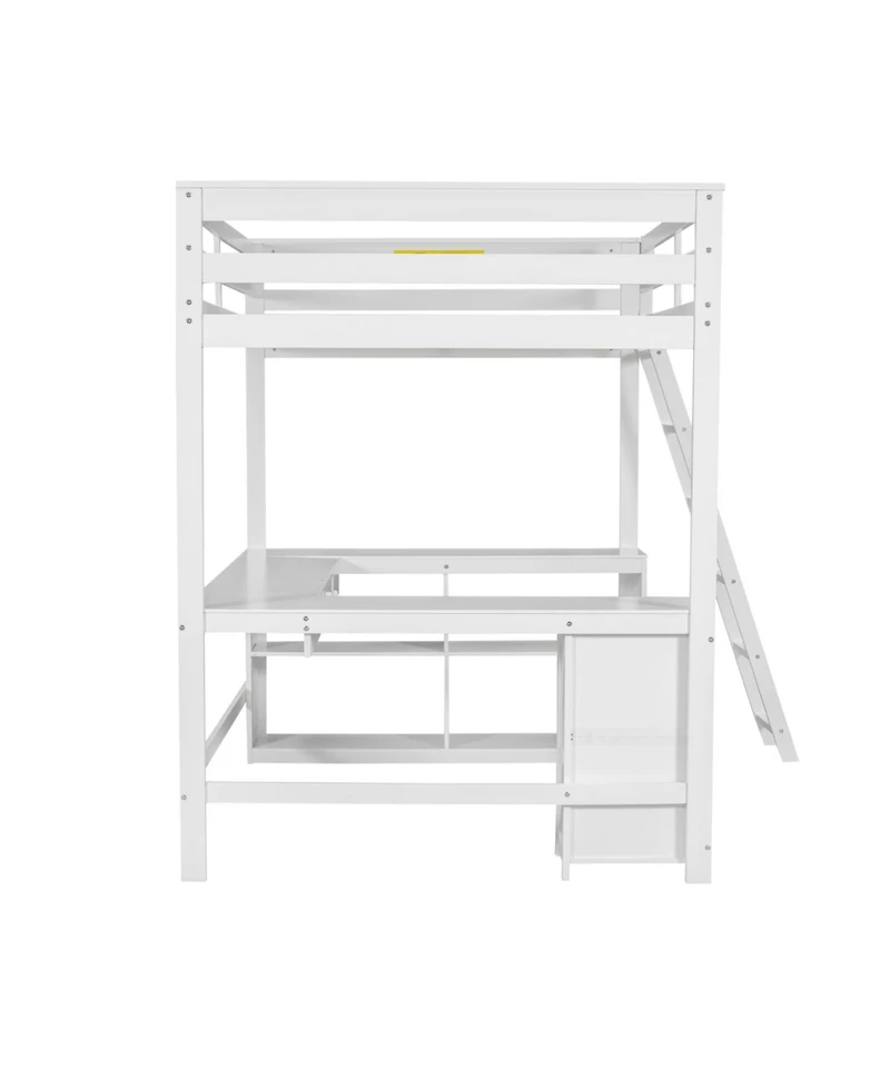 Streamdale Furniture Loft Bed with U-Desk, Drawers & Shelves