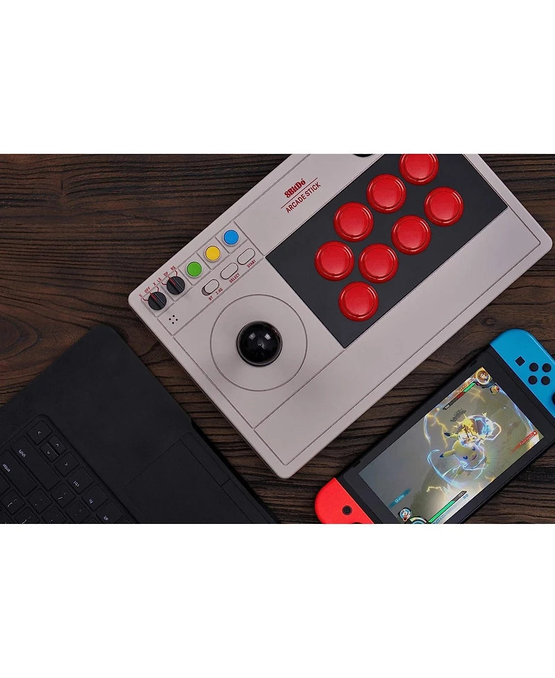8Bitdo Retro Arcade Fight Stick for Nintendo Switch & Windows - Supports Wireless Bluetooth, 2.4G Receiver and Wired Connections