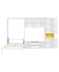 Streamdale Furniture Twin Gray Wooden Murphy Bed with Tv Stand, Drawers & Shelves