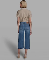 Karl Lagerfeld Paris Women's Scallop Cropped Denim Pants
