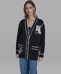 Karl Lagerfeld Paris Women's Long-Sleeve Varsity Cardigan
