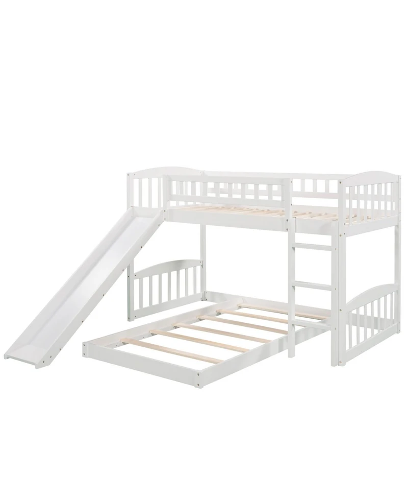 Streamdale Furniture Twin Over Twin Bunk Bed with Slide and Ladder
