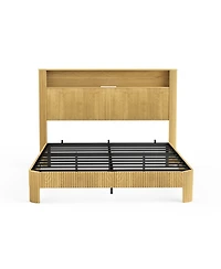 Streamdale Furniture Streamdale Queen Bed Frame- Storage Headboard, Charging Station, Natural
