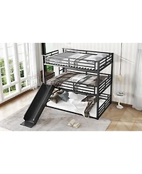 Streamdale Furniture Triple Bunk Bed with Slide, Metal, Heavy-Duty