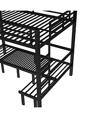 Streamdale Furniture Queen Over Queen Pull-Out Bunk Bed, Safety Rails, Black