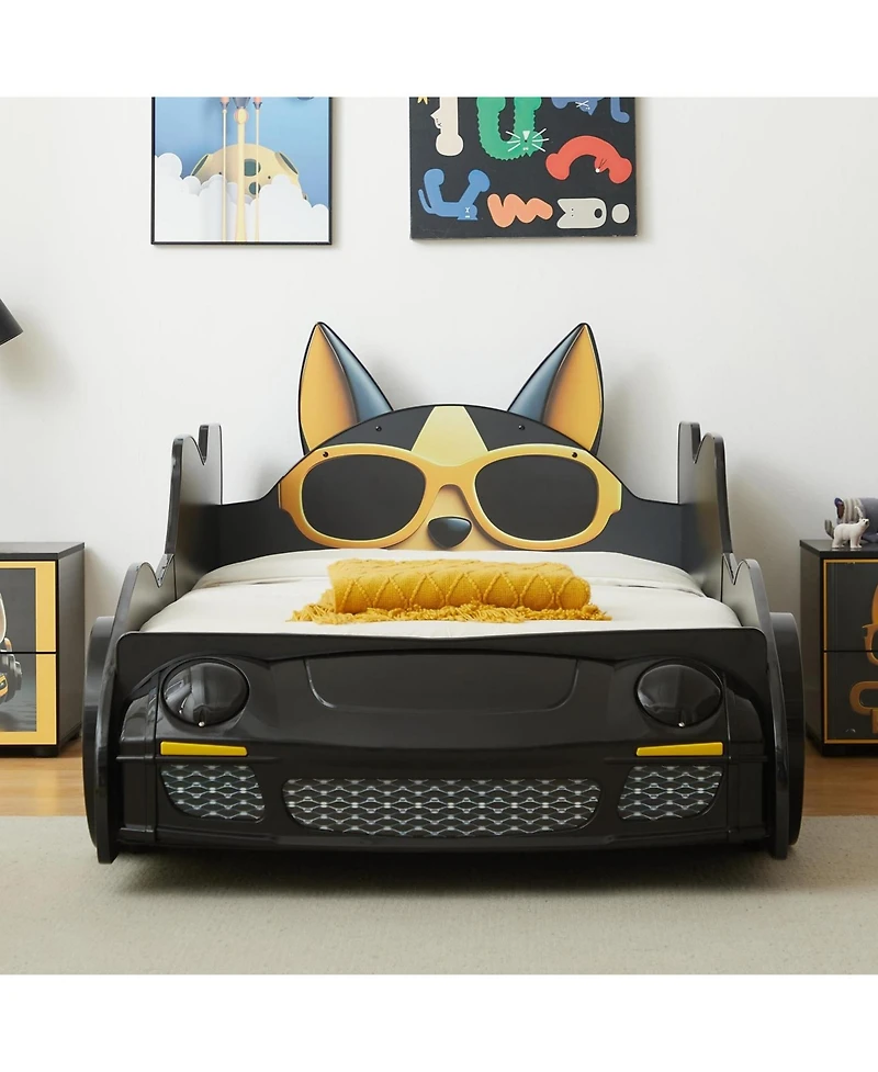 Streamdale Furniture Cool Cartoon Car Bed - Kids' Racing Bed with Stylish Dog Design