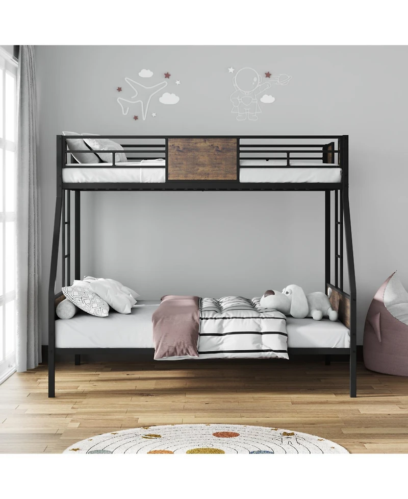 Streamdale Furniture Streamdale Twin Over Full Metal Bunk Bed with Safety Rails & 2 Ladders