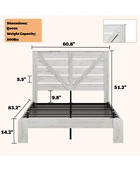 Streamdale Furniture Queen White Wood Platform Bed Frame, Headboard, Under Bed Storage
