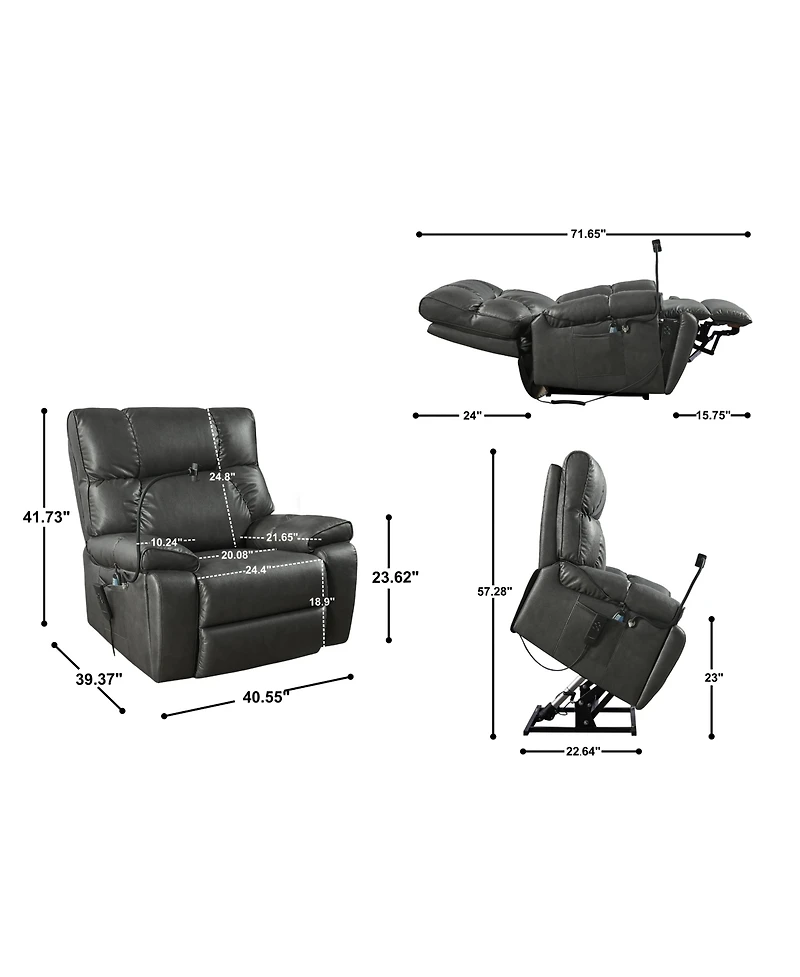Simplie Fun Electric Power Lift Recliner Chair with Massage, Heat & Phone Holder