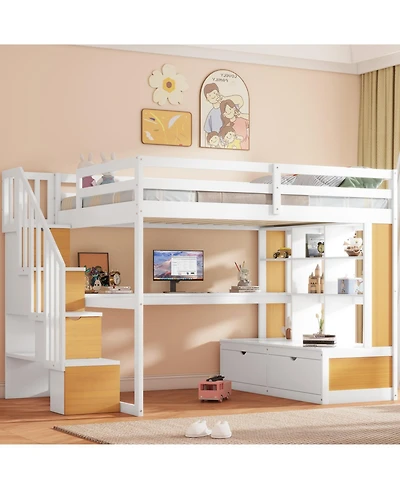 Streamdale Furniture Full Loft Bed with Desk and Storage