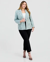 Jones New York Plus Open-Front Tweed Jacket