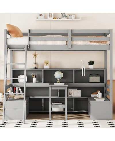 Streamdale Furniture Twin Loft Bed with Storage & Desk