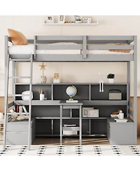 Streamdale Furniture Twin Loft Bed with Storage & Desk