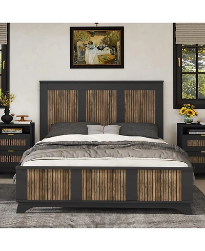 Streamdale Furniture Wooden Platform Queen Bed with Plywood Slats