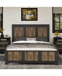 Streamdale Furniture Wooden Platform Queen Bed with Plywood Slats