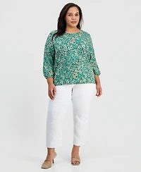 Jones New York Plus Size Printed 3/4-Sleeve Knit Top