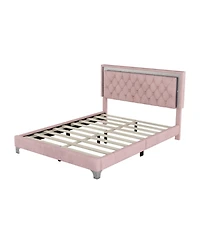 Streamdale Furniture Queen Upholstered Bed Frame with Led Lights