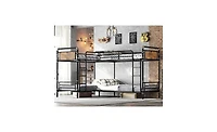 Streamdale Furniture Quad Bunk Bed, Heavy Duty Metal, Detachable Triple/Twin, Black
