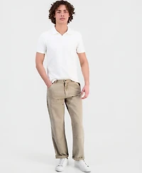 Guess Men's Solid-Collar Johnny Collar Short-Sleeve Shirt