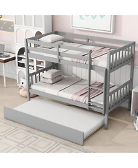 Streamdale Furniture Convertible Twin Bunk Bed with Trundle, Grey