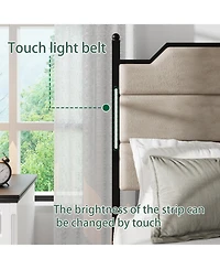 Streamdale Furniture Queen Bed Frame with Headboard, Charging Station, and Led Lights