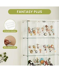 Streamdale Furniture + 4-Tier + Glass + Locks & Acrylic Shelves + Display Cabinet