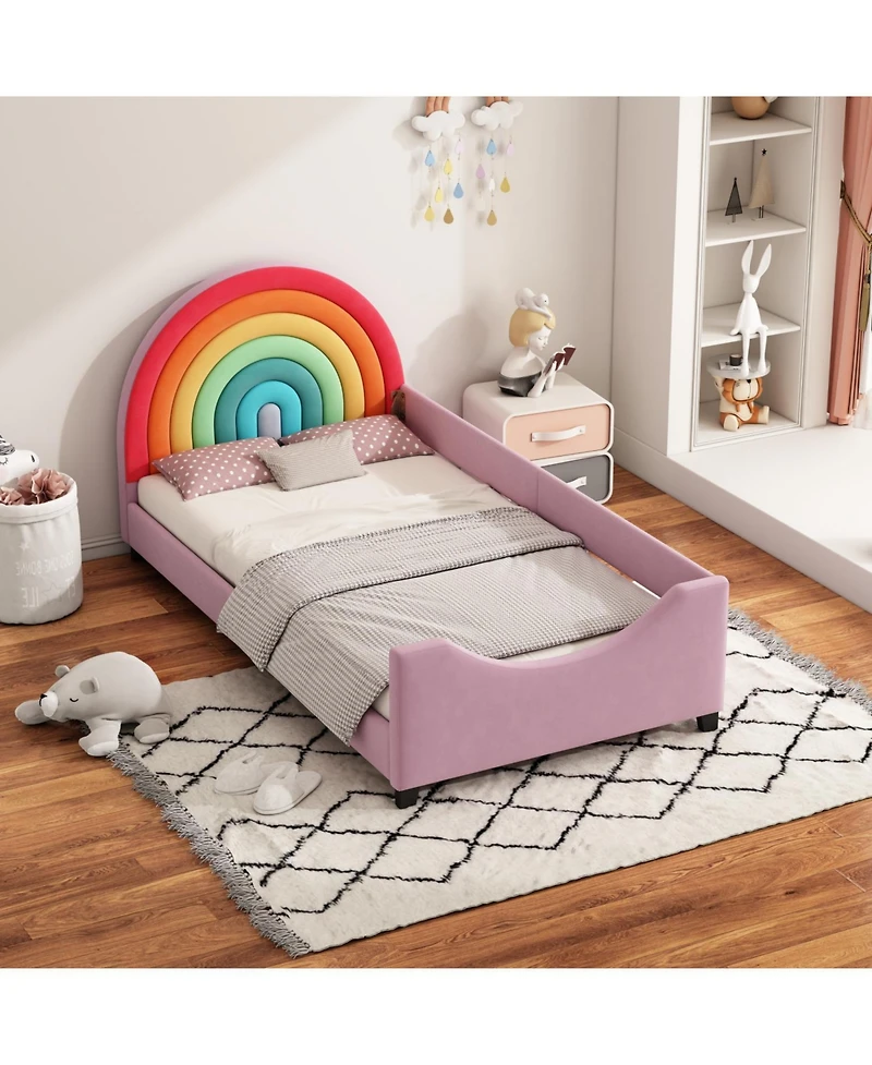 Streamdale Furniture Rainbow Twin Daybed Cute Princess Bed for Kids