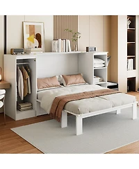 Streamdale Furniture Twin Size Murphy Bed with Bedside Shelves and Wardrobe