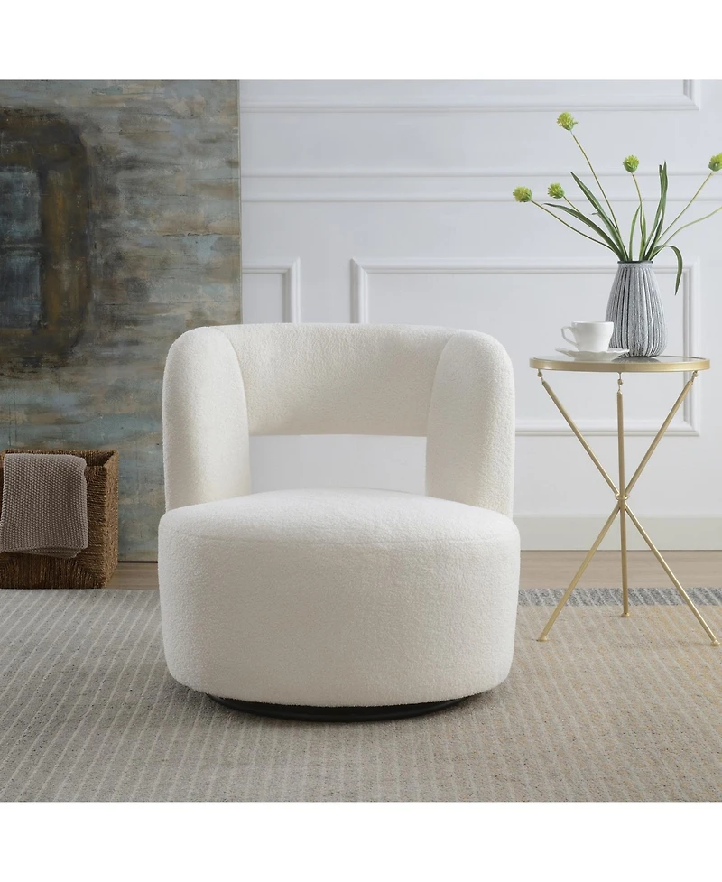 Streamdale Furniture Swivelling Teddy Fabric Accent Chair, Perfect for Rooms & Waiting Areas