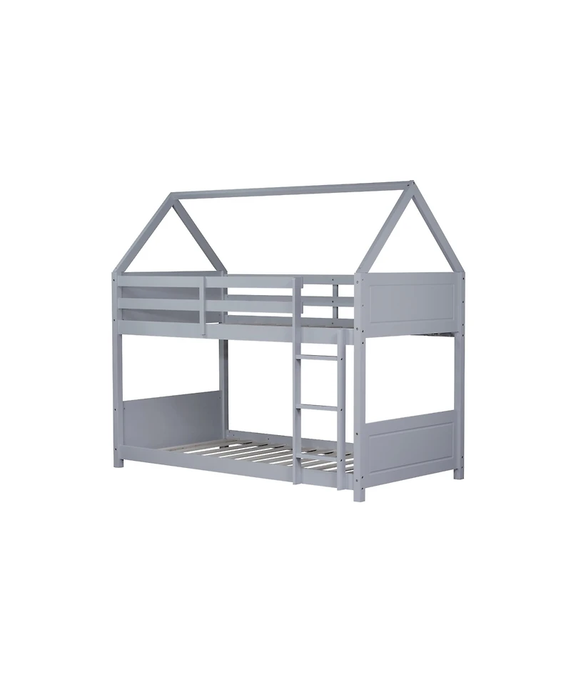 Streamdale Furniture Twin-over-Twin Bunk Bed with Headboards, Guardrails, Ladder