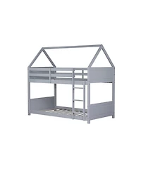 Streamdale Furniture Twin-over-Twin Bunk Bed with Headboards, Guardrails, Ladder