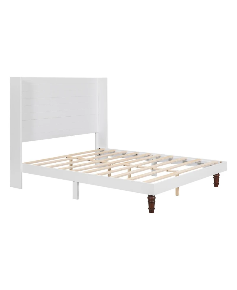 Streamdale Furniture White Queen Bed with 54" Headboard for Reading and Relaxation