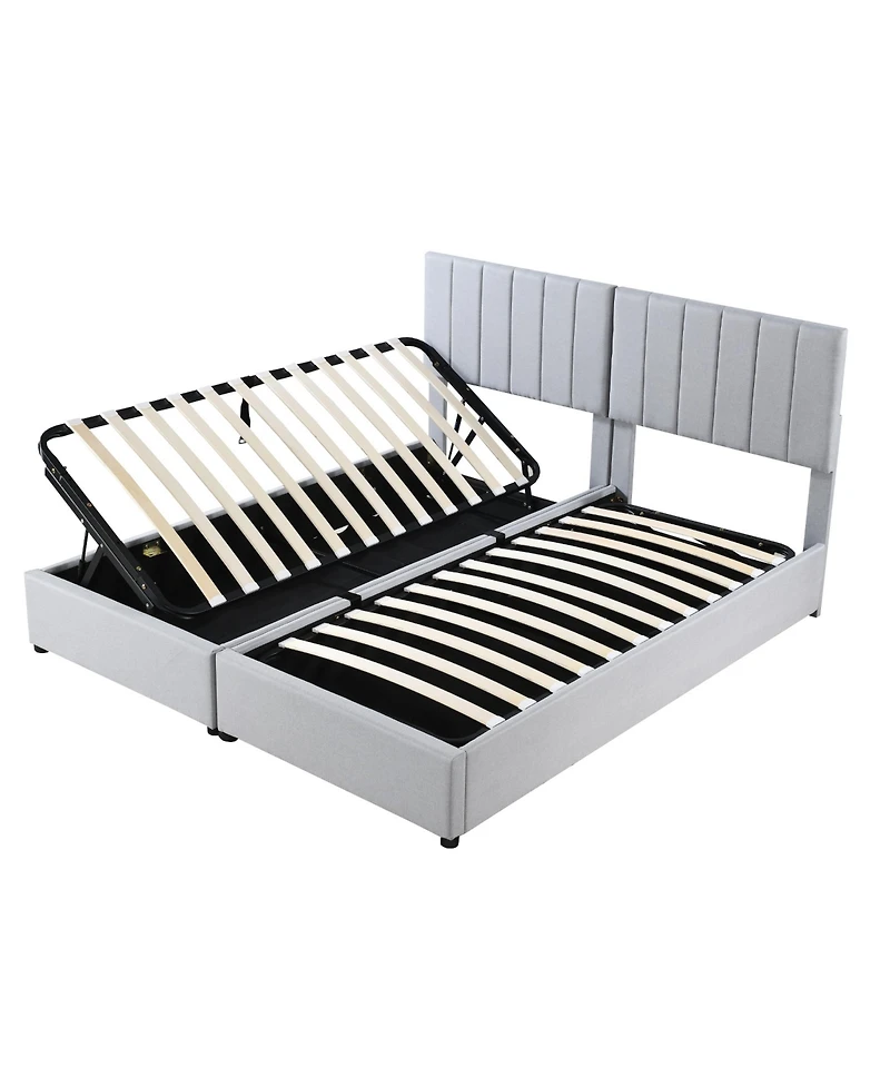 Streamdale Furniture King Size Upholstered Platform Bed with a Hydraulic Storage System