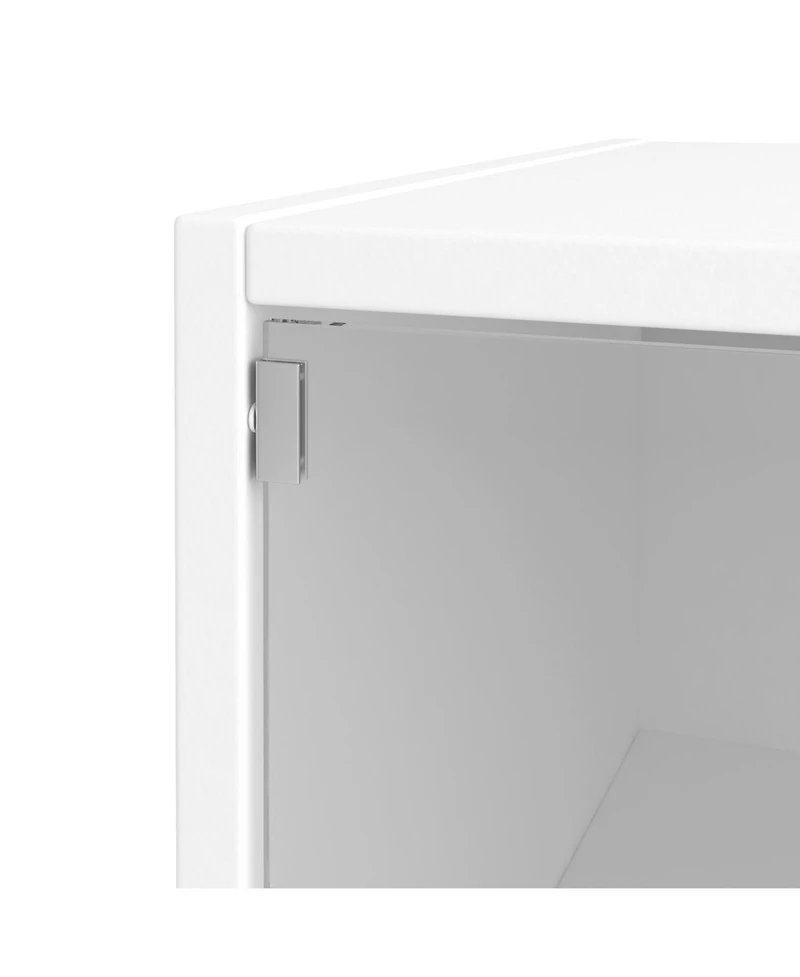 Streamdale Furniture White Glass Door Shoe Box Shoe Storage Cabinet With Rgb Led Light