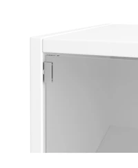 Streamdale Furniture White Glass Door Shoe Box Shoe Storage Cabinet With Rgb Led Light