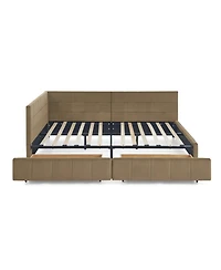 Streamdale Furniture Upholstered Full Size Bed Frame with Velvet Backrest