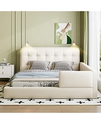 Streamdale Furniture Queen Upholstered Platform Bed with 2 Reading Lights