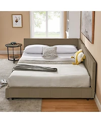 Streamdale Furniture Queen Upholstered Tufted Bed Frame with Backrest and Armrests