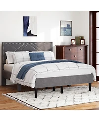 Streamdale Furniture Queen Size Bed Frame with Headboard Storage & Sturdy Metal Slats (No Box Spring)