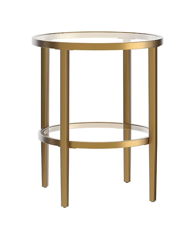 Hudson & Canal Hera 20" Wide Round Side Table with Glass Shelf