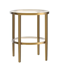 Hudson & Canal Hera 20" Wide Round Side Table with Glass Shelf