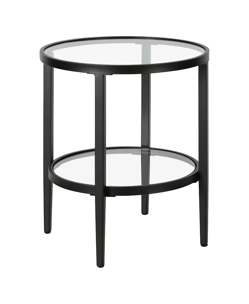 Hudson & Canal Hera 20" Wide Round Side Table with Glass Shelf