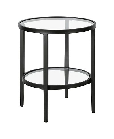 Hudson & Canal Hera 20" Wide Round Side Table with Glass Shelf