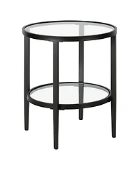 Hudson & Canal Hera 20" Wide Round Side Table with Glass Shelf
