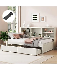 Streamdale Furniture Twin Size Bed Frame With Side Bookshelves, Two Drawers
