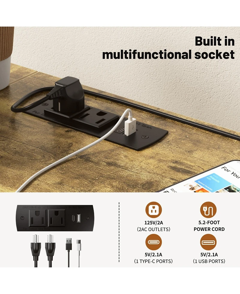 Streamdale Furniture Twin Loft Bed with Desk and Charging Station, Black