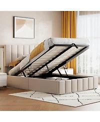 Streamdale Furniture Full Upholstered Platform bed with a Hydraulic Storage System